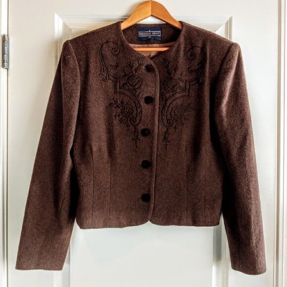 Vintage Herman Geist Brown Embroidered Wool Jacket - Picture 1 of 7